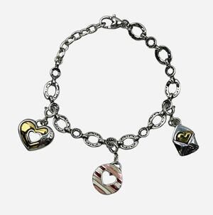Brighton Charms Bracelet Silver 3 Love Heart Letter Oval Link Mothers Day Gift